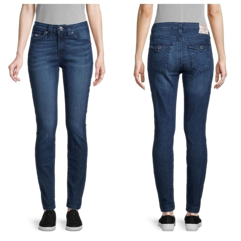 New TRUE RELIGION Jennie Mid-Rise Skinny Jeans